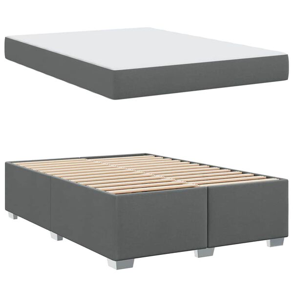 vidaXL Estrutura da Cama com colch&atilde;o Cinza Escuro 160 x 200 cm tecido