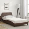 vidaXL Cama com colch&atilde;o Dover 100x200 cm couro artificial castanho