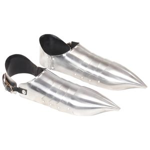 vidaXL Sapatos de ferro cavaleiro medieval r&eacute;plica LARP a&ccedil;o prateado