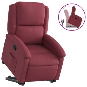 vidaXL Poltrona reclin&aacute;vel elevat&oacute;ria tecido vermelho tinto