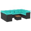 vidaXL 10 pcs conjunto sof&aacute;s p/ jardim c/ almofad&otilde;es vime PE cinzento