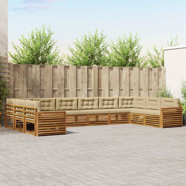 vidaXL Conjuntos de sof&aacute;s com almofada 7 pcs Natural e Bege