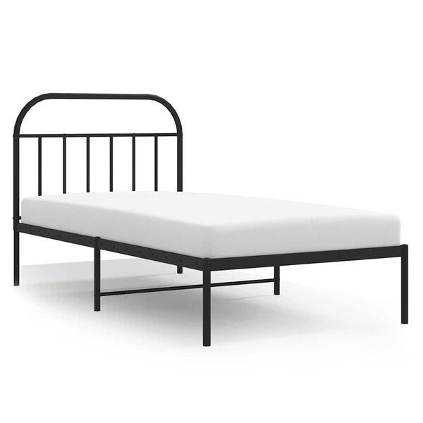 vidaXL Estrutura de cama com cabeceira 100x190 cm metal preto