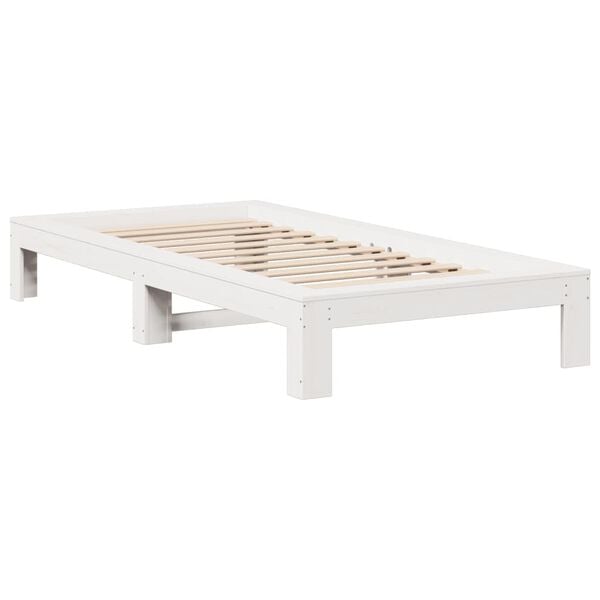 vidaXL Cama sem colch&atilde;o 90x190 cm madeira de pinho maci&ccedil;a branco