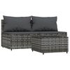 vidaXL 3 pcs conjunto lounge de jardim c/ almofad&otilde;es vime PE cinzento