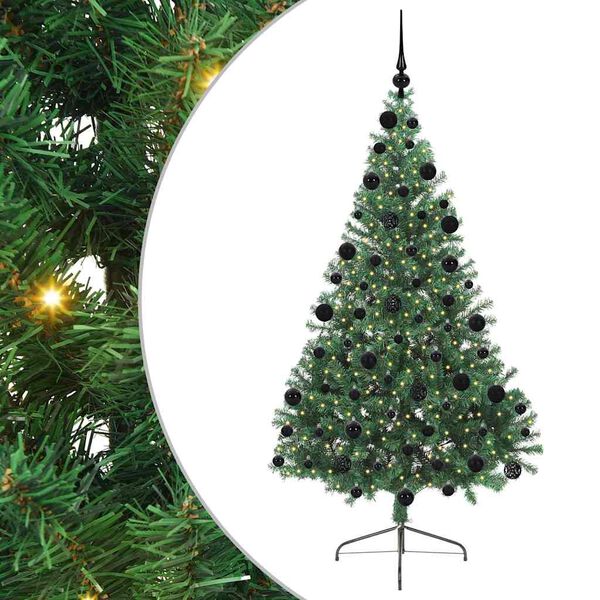 vidaXL &Aacute;rvore de Natal Artificial Pr&eacute;-iluminada Verde 210 cm PVC