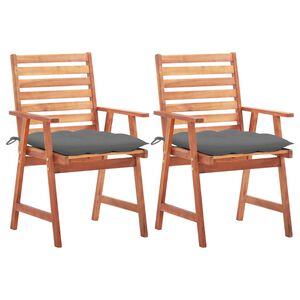 vidaXL Cadeiras de jantar p/ jardim 2 pcs c/ almofad&otilde;es ac&aacute;cia maci&ccedil;a