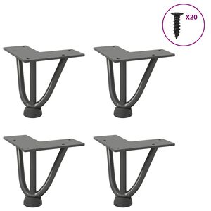 vidaXL Pernas de grampo para mesa de centro 4 pe&ccedil;as antracite 10 cm a&ccedil;o maci&ccedil;o