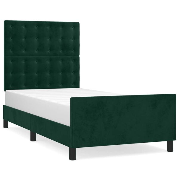 vidaXL Estrutura de cama sem colch&atilde;o 100x200 cm veludo verde-escuro