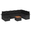 vidaXL Conjunto de Sof&aacute; de Jardim com almofada 9 pcs Preto vime PE