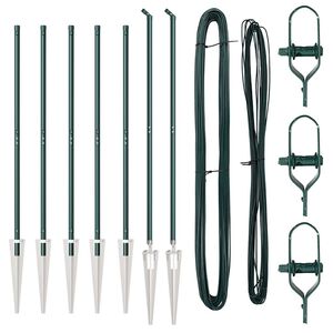 vidaXL Poste de Cerca 7 pcs Verde A&ccedil;o