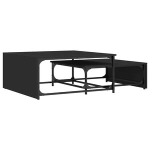 vidaXL Mesas de centro de encastrar 2 pcs deriv.madeira/metal preto