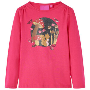 T-shirt de manga comprida para crian&ccedil;a rosa-choque 116