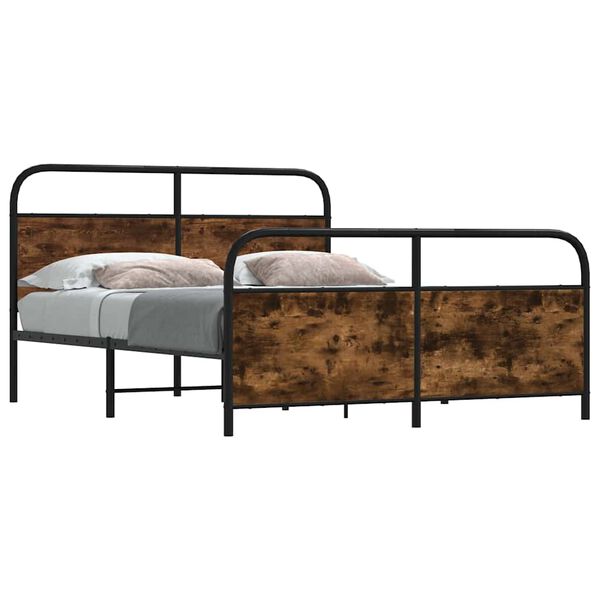 vidaXL Estrutura de cama sem colchão 193x203cm metal carvalho fumado
