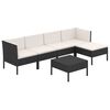 vidaXL 6 pcs conjunto lounge de jardim c/ almofad&otilde;es vime PE preto