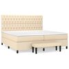 vidaXL Cama com molas/colch&atilde;o 200x200 cm tecido cor creme