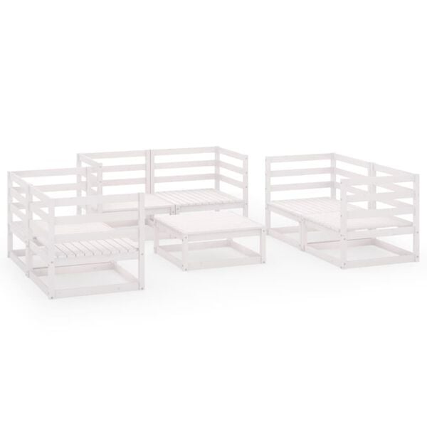 vidaXL 7 pcs conjunto lounge de jardim pinho maci&ccedil;o branco