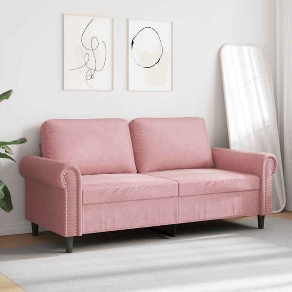 vidaXL Sof&aacute; de 2 lugares veludo 140 cm rosa