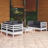vidaXL 7 pcs conjunto lounge de jardim c/ almofadões pinho maciço