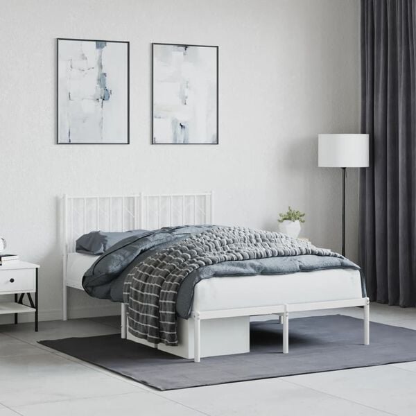 vidaXL Estrutura de cama com cabeceira 120x200 cm metal branco