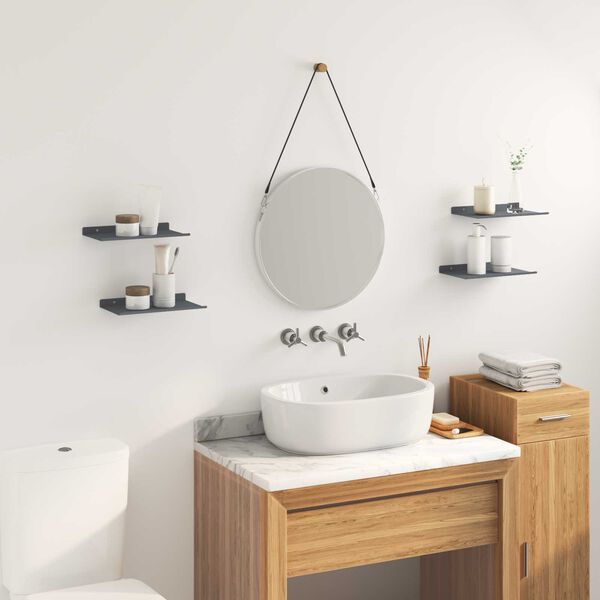 vidaXL Prateleira Flutuante 4 pcs Antracite 30 x 18 x 2,5 cm A&ccedil;o