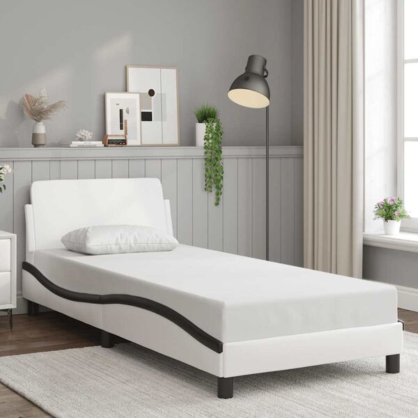 vidaXL Estrutura de cama Dover couro artificial 80x200 branco/preto