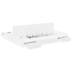 vidaXL Estrado de cama com arruma&ccedil;&atilde;o com gaveta Branco 200 x 200 cm