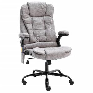 vidaXL Cadeira de massagens p/ escrit&oacute;rio couro artificial cinza-claro