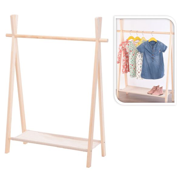 Storage solutions Cabide infantil com 1 prateleira madeira de pinho