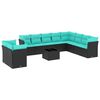 vidaXL Conjunto de sof&aacute; de jardim com 11 pe&ccedil;as e almofadas em rattan sint&eacute;tico preto