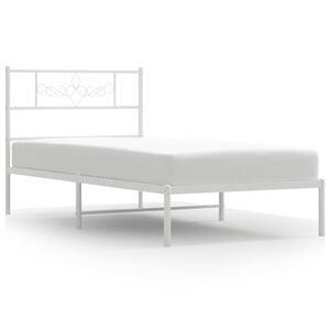 vidaXL Estrutura de cama com cabeceira 90x200 cm metal branco