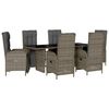 vidaXL 7 pcs conjunto de jantar p/ jardim c/ almofad&otilde;es vime PE cinza