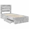 vidaXL Estrutura da Cama com gaveta Cinza Concreto e Prata 70 x 190 cm
