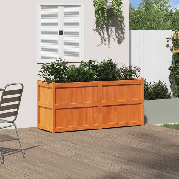 vidaXL Vaso/floreira de jardim 150x50x70 cm pinho maciço castanho cera