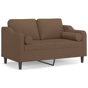 vidaXL Sof&aacute; 2 lugares + almofadas decorativas 120 cm tecido castanho