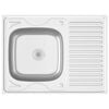 vidaXL Lava-lou&ccedil;a cozinha + escorredor 800x600x155mm a&ccedil;o inox prateado