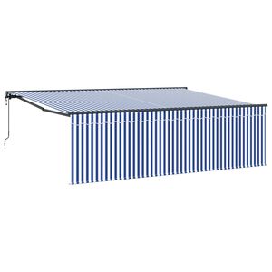 vidaXL Toldo retr&aacute;til Azul e Branco 400 &times; 300 cm Poli&eacute;ster e Alum&iacute;nio