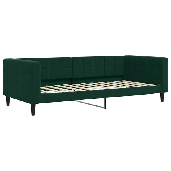 vidaXL Sof&aacute;-cama com colch&atilde;o 90x200 cm veludo verde-escuro