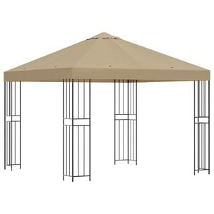 vidaXL Gazebo 3 x 3 m Bege Poli&eacute;ster e A&ccedil;o 190 gsm