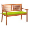 vidaXL Banco de jardim 2 lugares c/ almofad&atilde;o 120 cm eucalipto maci&ccedil;o