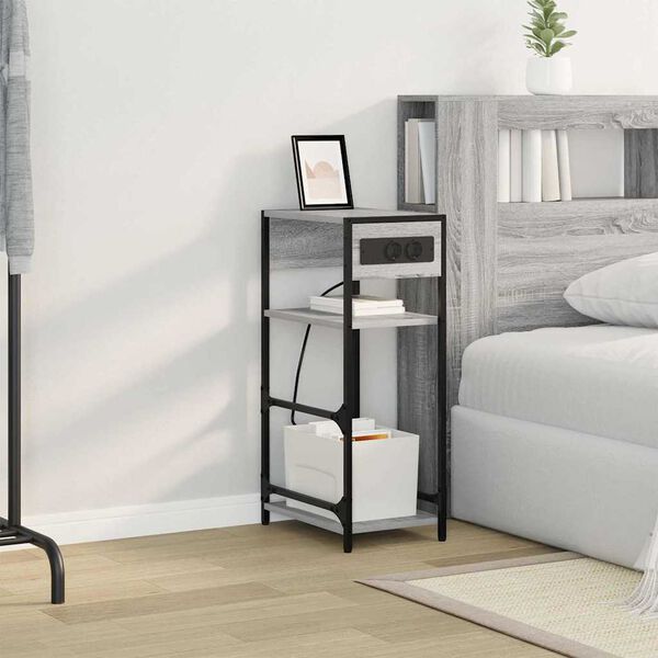 vidaXL Arm&aacute;rio de Cabeceira Cinza Sonoma 40 x 27 x 76 cm