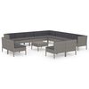 vidaXL 14 pcs conjunto lounge de jardim c/ almofad&otilde;es vime PE cinzento