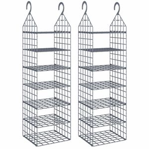 vidaXL Unidade de arruma&ccedil;&atilde;o suspensa p/ arm&aacute;rio c/ 7 prateleiras 2 pcs