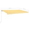 vidaXL Toldo retr&aacute;til manual com postes 5x3,5 m amarelo e branco