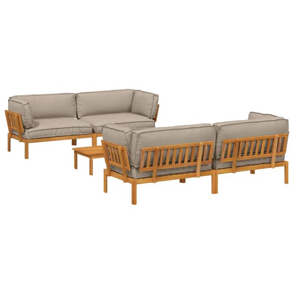 vidaXL Conjunto de Sof&aacute;s com almofada Liso 5 pcs Cinzento-acastanhado