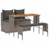 vidaXL 3 pcs conjunto de jantar p/ jardim c/ almofad&otilde;es vime PE cinza