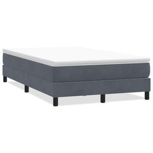 vidaXL Cama com molas sem colch&atilde;o 120x220 cm veludo cinzento-escuro