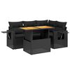 vidaXL 5 pcs conjunto sof&aacute;s de jardim com almofad&otilde;es vime PE preto