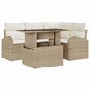 vidaXL Conjunto de Sof&aacute; de Jardim com almofada 5 pcs Bege vime PE