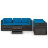 vidaXL 6 pcs conj. lounge jardim + almofad&otilde;es madeira impreg. cinzento